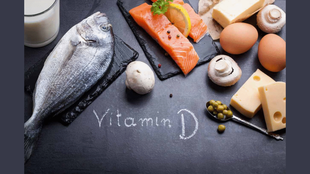 Vitamin D food sources salmon, egg yolk and fortified milk for metabolism support